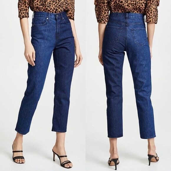 BLDWN Vintage Straight Leg Enigma Dark Wash High Rise Cropped Jeans Size 26 - Picture 1 of 13